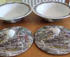 2 veg bowls with lids Coaching Day's A Genuine Hand Engraving