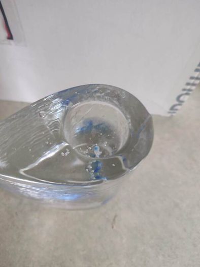 Kosta Boda Zweden Kjell Engman design vintage Blue Ice glass candle holders / sticks.