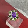 African Amethyst, Natural Chrome Diopside & White Zircon Ring Image 9