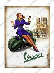 Vespa scooter tin metal sign Vespa classic bike sign