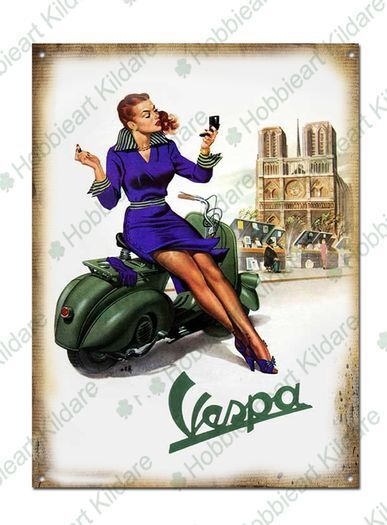 Vespa scooter tin metal sign Vespa classic bike sign