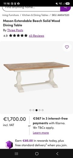 Solid wood Extendable dining table and chairs
