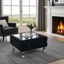 Velvet coffee table with glass Image 3