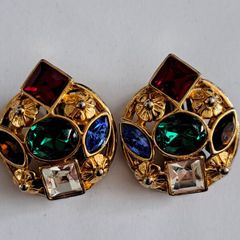 Vintage colorful clip earrings