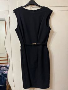 Black office dress with belt, size 12
