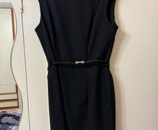 Black office dress with belt, size 12