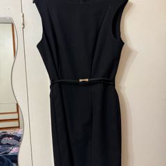 Black office dress with belt, size 12