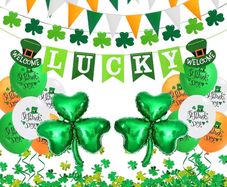 NEW SALE | St Patricks Day Decorations St Patricks Day Accessories, Welcome Lucky Banner Irish Bunting St Patricks Day Balloons Shamrocks Bunting Confetti for Home Bar Paddy's Day Irish Day Party Supplies