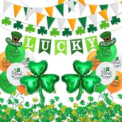 NEW SALE | St Patricks Day Decorations St Patricks Day Accessories, Welcome Lucky Banner Irish Bunting St Patricks Day Balloons Shamrocks Bunting Confetti for Home Bar Paddy's Day Irish Day Party Supplies
