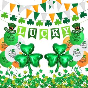 NEW SALE | St Patricks Day Decorations St Patricks Day Accessories, Welcome Lucky Banner Irish Bunting St Patricks Day Balloons Shamrocks Bunting Confetti for Home Bar Paddy's Day Irish Day Party Supplies