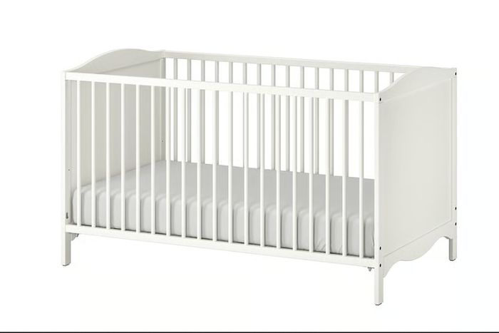 White baby cot SMAGORA IKEA mattress+extras