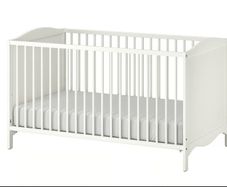 White baby cot SMAGORA IKEA mattress+extras
