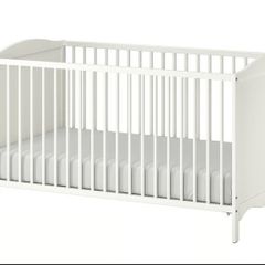 White baby cot SMAGORA IKEA mattress+extras
