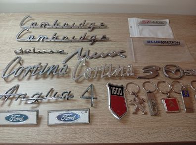 Collection Of Original Car/van Logo/motif In Good Order Man Cave many vintage metal logos plus more