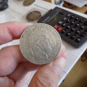 France 1839 B,5 francs.King Louis Philippe.90% silver.