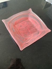 Reduced Large vintage swirling  very heavy Art  glass centrepiece dish