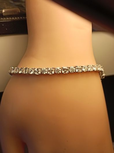 Rhodium Plated Sterling Silver 13 carat Moissanite Tennis Bracelet