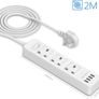 Extension Lead USB, Power Socket with 3 Outlet 4 USB Charging Station Power Strip USB with 2m Power Lead-White Image 3