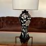 Vintage Large Glazed Asian Batik Motif Table or Console Lamp Image 10