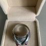 Vintage Silver Owl Ring With Red Stone Eyes Image 4