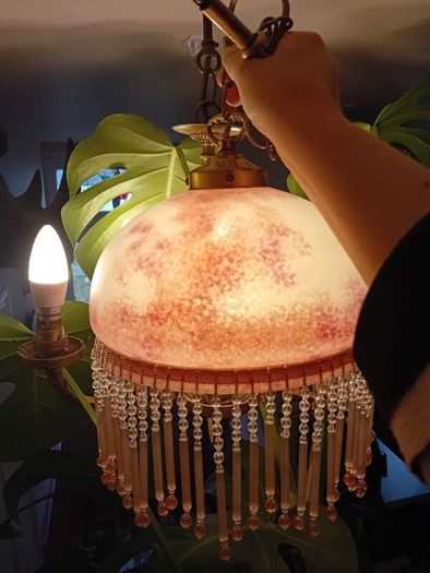 1940s glass french ceiling light