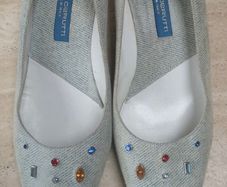 Mario Cerruti Denim Effect Leather Low Heel Shoes Size Eu37 Uk 4 Nwob
