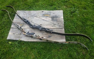 Archery Bow, 64" Recurve, ILF Limbs (30, 40, 50 lbs), +3x carbon arrows