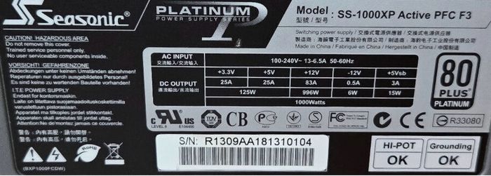 Psu Seasonic Ss-1000xp Platinum 1000w