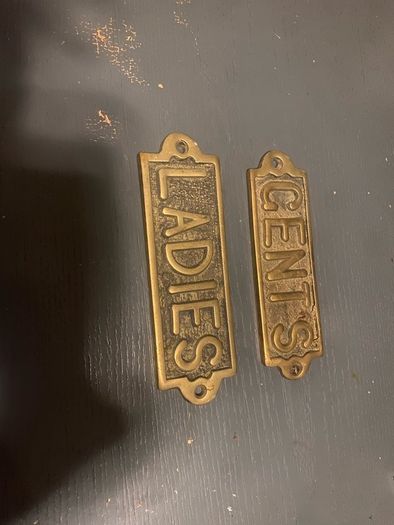 Solid brass ladies and gents plaques