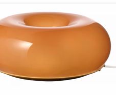 IKEA VARMBLIXT LED table/wall lamp, orange glass/round, 30 cm