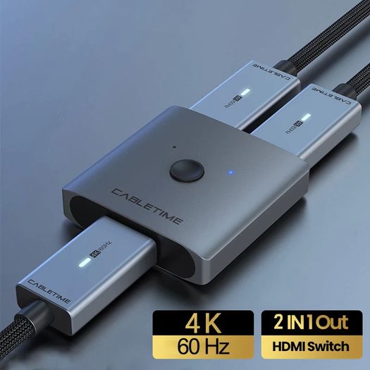 Cabletime 4K@60Hz HDMI 2.0 Bi-Directional Switch/KVM/Splitter Aluminum Alloy (Brand New/Warranty)