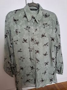 Zara Bird Pale green Shirt S M