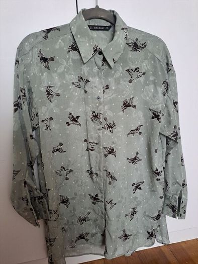 Zara Bird Pale green Shirt S M