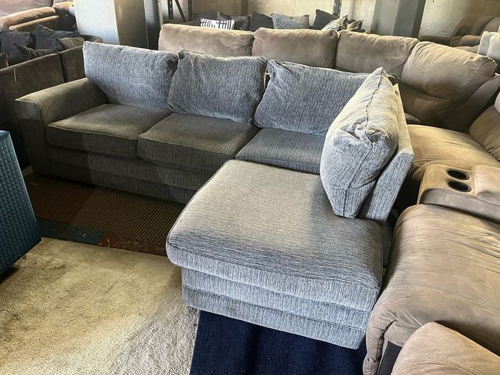 Grey corduroy corner sofa set