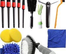 NEW 14PCS Car Detailing Cleaning Brushes Kit Car Interior Washing Tool Set Car Interior Washing Tool Set Car Gifts for Men Include Tyre Brush Wheel Cleaning Brush Wire Brush Polishing Pad Wash Mitt Ice Shovel