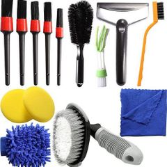 NEW 14PCS Car Detailing Cleaning Brushes Kit Car Interior Washing Tool Set Car Interior Washing Tool Set Car Gifts for Men Include Tyre Brush Wheel Cleaning Brush Wire Brush Polishing Pad Wash Mitt Ice Shovel