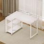L Shaped Computer Desk, 100x70 cm Corner Desk, Office Desk with Reversible Storage Shelves, Writing Study Table for Work Play Home Office, White Image 5