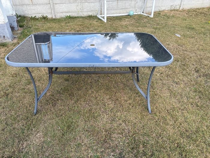 Outdoor glass top dining table