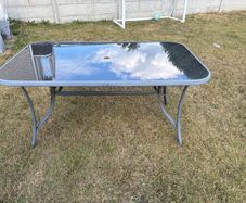 Outdoor glass top dining table