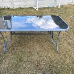 Outdoor glass top dining table