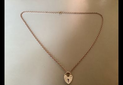 New 9ct Solid ROSE GOLD  Heavy CHAIN  And 9ct yellow Gold Padlock Pendant