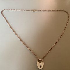 9ct SOLID Gold Padlock Pendant And 9ct Lovely ROSE GOLD  Chain. ( Bargain At This Price.)