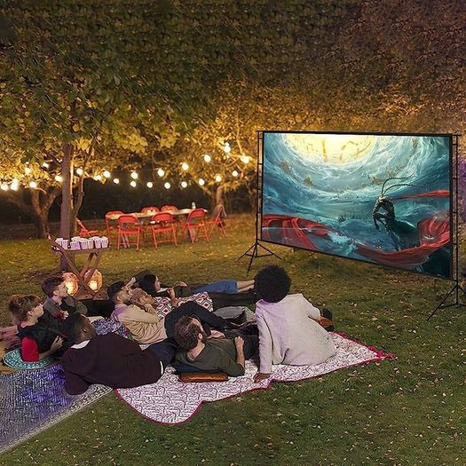 SALE Projector Screen with Stand, 120 inch 16:9 for Home Theater, Outdoor Indoor Party, Backyard Cinema