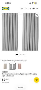 VILBORG Grey IKEA Curtains (pair)