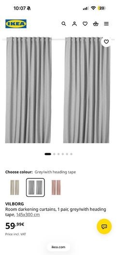 VILBORG Grey IKEA Curtains (pair)