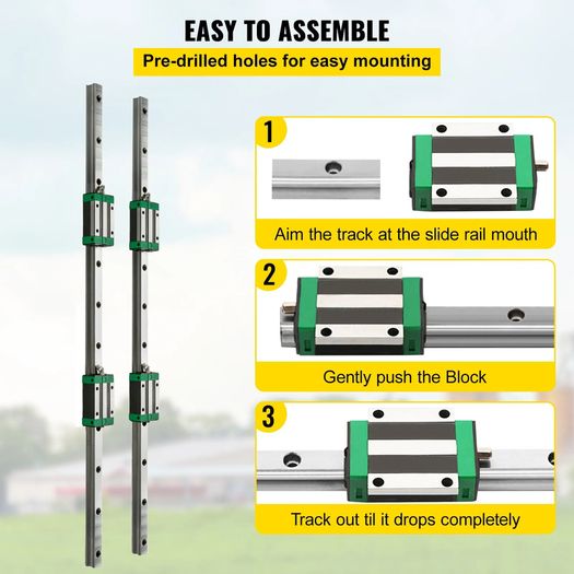 3PCS Linear Rail 2-167.6 cm(0.78-66 Inch), Linear Bearings and Rails with 4PCS HSR20 Bearing Block, Linear Motion Slide Rails plus for DIY CNC Routers Lathes Mills, Linear Slide Kit fit X Y Z Axis