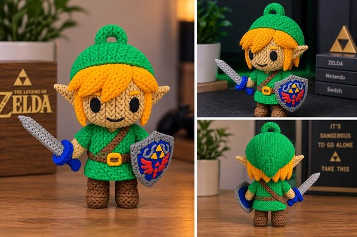 Link Inspired Crochet-Style Figure
