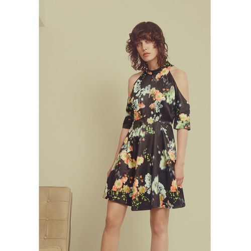 WHISTLES Floral Print Cold Shoulder Silhouette Dress