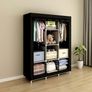 NEW SALE | Canvas Wardrobe Cupboard Clothes Storage Organiser With 2 Hanging Rail and 6 Shelves Image 5