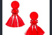 Red  Earrings with tassels